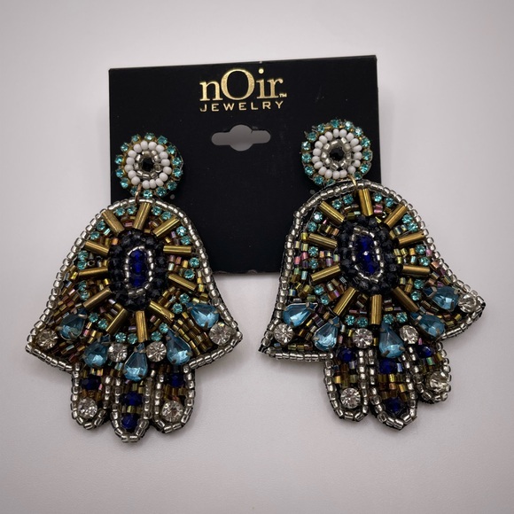 nOir jewelry pendant earrings inlaid with crystal stones - Picture 2 of 5
